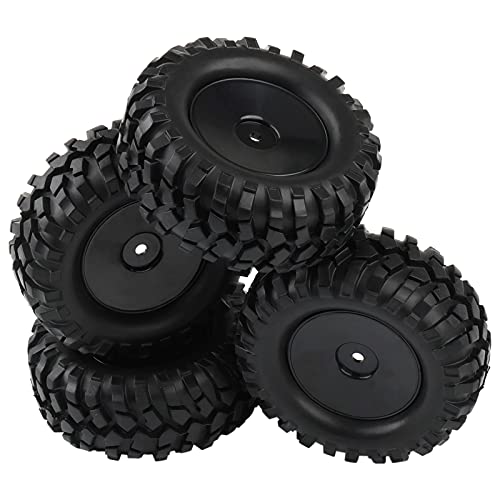 4PCS 1:10 RC Tires Rock Crawler Hex 12mm Hard Dish Wheels Rim | Rubber Tires, For Trail Finder 2, Gelande II, CR12 CC01 MST CMX, Trailer Tires