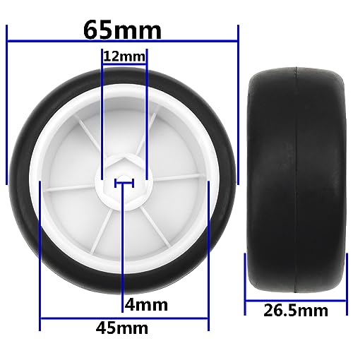 Plastic Wheel Rims 12mm Hex Hub & Rubber Tires w/Foam Compatible with HSP Tamiya HPI Kyosho 1/10 On-Road Touring Car WLtoys 1/14 144001 RC 1/18 A959B Buggy (White) - color: White