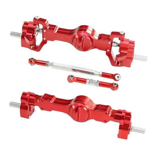 CNC Aluminum Front and Rear Portal Axle Assembly with Steel Gears for WPL C74 C14 C24 B14 B24 B16 B36 C64 1/10 1/16 RC Crawler Truck Upgrades Parts (Red Set) - color: Red Set