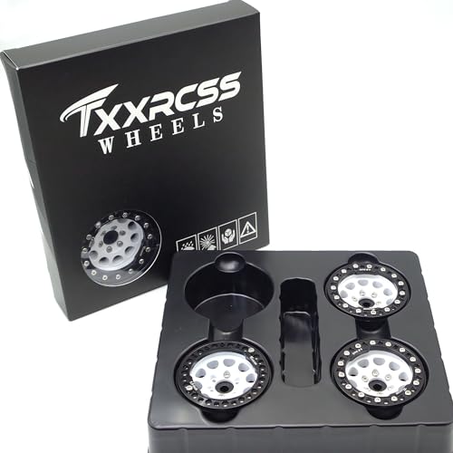 RC 1.9 Inch Beadlock Wheels Rims Hex 12mm Aluminum Wheel for TRX4 SCX10 Gen8 1/10 RC Crawler Remote Control Car Upgrades Accessories (White & Black) - color: White & Black