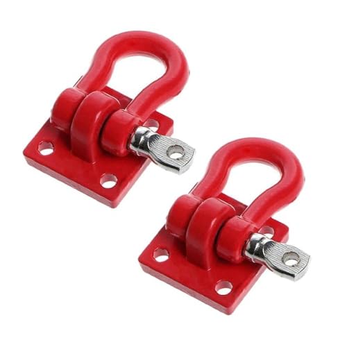 RC Crawler Tow Hook Set 1/10 Scale Metal Trailer Hooks Compatible with 90046 Red Black(Red) - color: Red