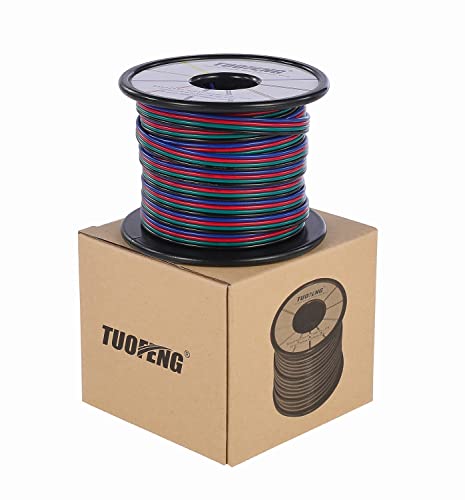 TUOFENG 22 AWG 4 Pin RGB Extension Cable, 40ft | LED Strip Wire - size: 22 AWG 4 Parallel PVC Wire 40ft