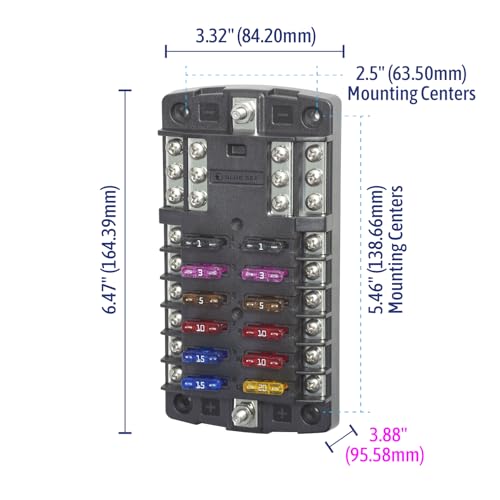 Blue Sea Systems ST Blade Fuse Block 12 Circuit with Ground wihtout Cover, 100 Amps, 5031 - color: Without cover, style: 12 Circuit + Neg