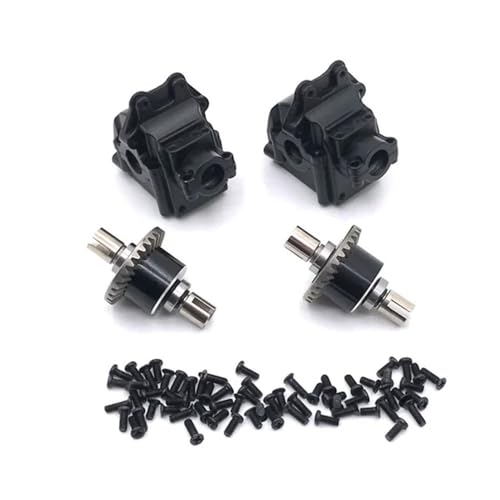 Metal Gearbox Differential Front Rear Upgrade Compatible with RC Car Models 144010 144001 144002 124016 127017 124018 124019(Black) - color: Black