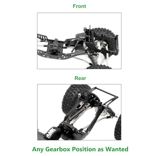 AMK 1/10 Transmission 30% OD Transfer Case Forward Motor Mount with Delrin Spur Gear for 1/10 RC Crawler Axial SCX10 II Element Enduro DIY LCG Chassis SCX10 Upgrades (Black) - color: Black
