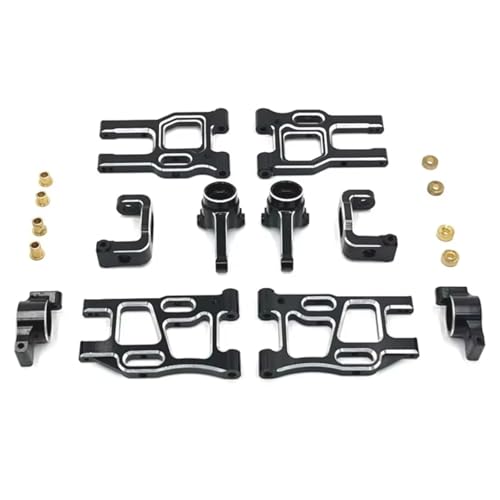 RC Steering Knuckles For LC PTG-2 PTG-2R 1/10 Metal Front And Rear Suspension Arm Steering Cup Hub Carrier Set RC For Racing Upgrade Parts Accessories(Black) - color: Black