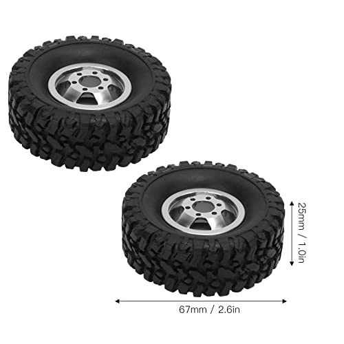 SUNGOOYUE Rubber RC Car Tires with Aluminum Alloy Wheel Hub Wheels and Tires for B24 B16 B36 4WD C14 C24 C34 C44 RC Car(Silver)