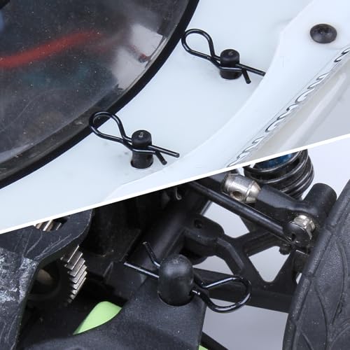 Hobbypark (100-Pack) RC Body Clips Bent R Pins Post Mount for 1/12 1/10 Scale RC Car Truck Crawler Buggy Shell Replacement Parts Black