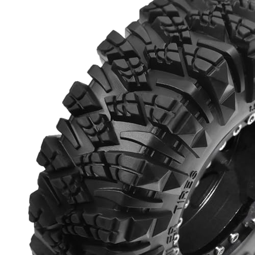 STMU Negative Offset 10.4mm 1.9 Beadlock Wheel Rims Aluminum and 1.9 RC Crawler Tires 4.33 Inch OD Foam Inserts for Traxxas TRX4 Axial SCX10 SCX10 II III RBX10 Redcat Gen 8 (Black) - color: Black