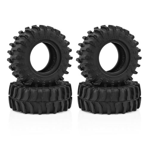 0.7" Rubber Crawler Tires 1.42x0.55in (36x14mm) for 1/30 SCX30 RC Crawler – Upgrade Parts (4Pcs) - color: Black C