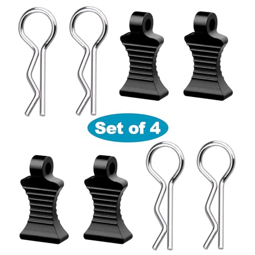 1/10 RC Car Body Clips Pins with Pull Tabs R Clips for All 1:10 1/12 Scale Axial Redcat HPI Himoto HSP Exceed RC Car Parts Truck Buggy Shell Replacement, Set of 4 (Black) - color: Black