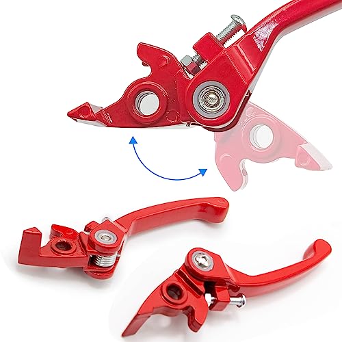 7/8 Folding Clutch Brake Lever Perch with Clutch Cable Replacement for 110/125/140/150cc SSR125 RFZ YZ Ruckus TaoTao DB17/27 Apollo DBX15/18/19 Z20 Xmotos Thumpstar Kayo Piranha Pit Dirt Bike (Red) - color: Red