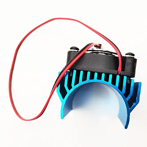 Alloy RC Motor Heat Sink Heatsink with 5V Cooling Fan for 540, 550, 3650, 3660, 3674 Brushless Motor for 1/10, 1/8 RC Car Truck Buggy Crawler (Blue)