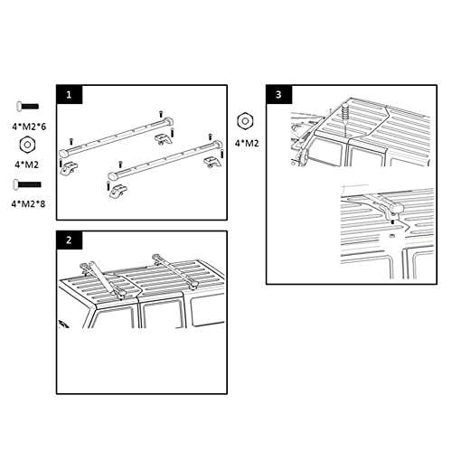 Luggage Carrier Roof Rack Roof Fixing Rail for 1/10 RC Crawler TRAXS RTX4 RTX6 Axial SCX10 III 90046 AXI03007 Parts| | -