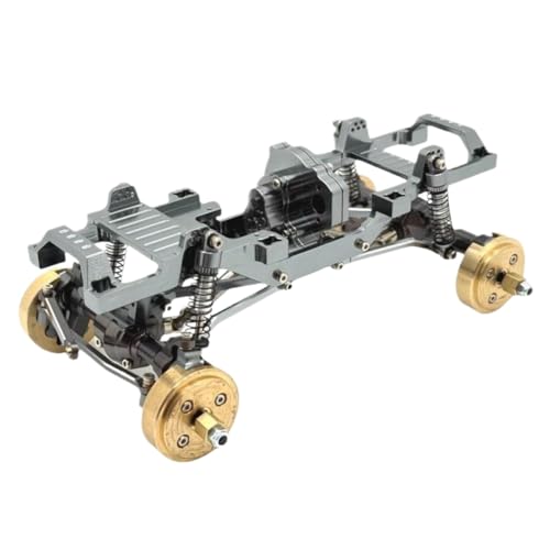 Dual Speed Transmission Gear Set with All-Metal Frame for 1/24 Scale RC Cars – Includes Drive Shafts, Shock Absorbers & Servo Mount(Silver) - color: Silver