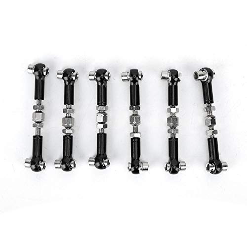 RC Servo Links, Adjustable Tie Rods Steering Linkage Set for 1/10 1/12 Scale RC Cars, Trucks, Buggies Compatible (Black)