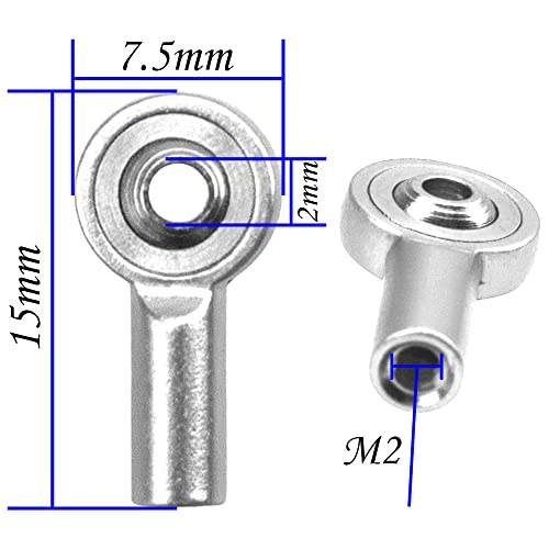 10Pack Vgoohobby Aluminum M2 Link Rod Tie Rod End,M2.0 Ball Joint 15mm Linkage Ball Head Holder Compatible with Tamiya Mini 4WD HSP RC Car Model Boat (Silver) - color: Silver