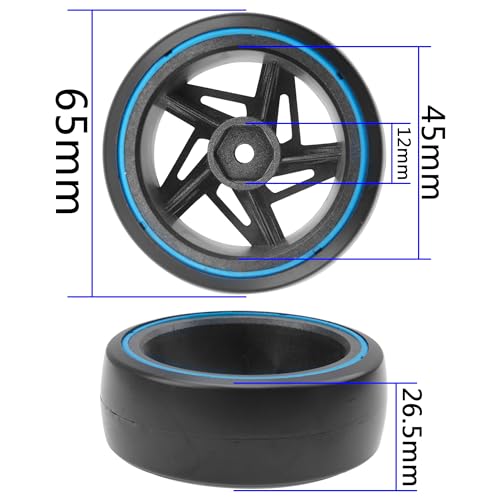 ShareGoo 4PCS/Set Hard Plastic 1/10 RC Drift Car Tires 12mm Hex Hard Tyre Compatible with Traxxas HSP Tamiya HPI Kyosho 1/10 RC On-Road Drifting Drift Car