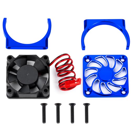 Cooling Fan 35mm Motor Heatsink for Tra-xxas Mini Maxx/Slash/XRT | VXL 3S 1:8 Jato 2S 4S 1:16 Blue Aluminum Alloy Upgrade Parts - color: Blue