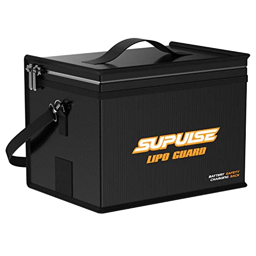 Fireproof Explosionproof Large Capacity Bag | Lipo Battery Bag for Charging Battery and Storage Guard Pouch Double Zipper Detachable Adjustable Shoulder Strap - size: big