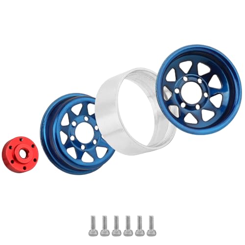 1.0 Beadlock Wheel Soft Tires Set -3.78mm Offset Wheel Rims for 1/18 1/24 RC Crawler Car Axial AX24 SCX24 FMS FCX24 TRX4M (Blue) - color: Blue