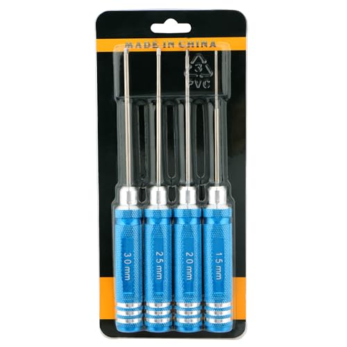 4 Pieces Hex Screw Driver Set 1.5mm 2.0mm 2.5mm 3.0mm Allen Wrench Keys Screwdriver Kit RC Repair Tools for Traxxas RC Car Drone Multi-Axis Helicopter Arrma Axial Losi Redcat Racing (Blue) - color: Blue