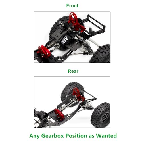 AMK 1/10 Transmission 30% OD Transfer Case Forward Motor Mount with Delrin Spur Gear for 1/10 RC Crawler Axial SCX10 II Element Enduro DIY LCG Chassis SCX10 Upgrades (Red) - color: Red
