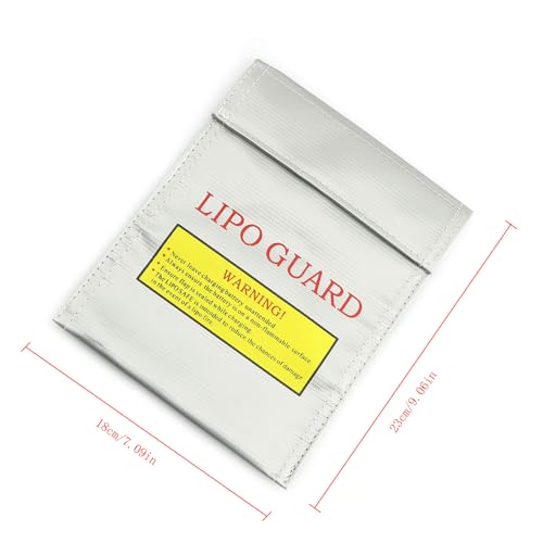 RLECS 2pcs RC Lipo Safe Bag Fireproof Lipo Guard Silver Lithium Charging Bag Battery Sack 18x23cm - size: Sx2