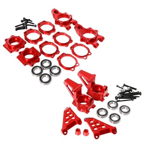 GTBRacing CNC Aluminum Front Rear Wheel Hub Carrier C-Hub Mount Sets for 1:5 RC Car HPI KM Rovan Baja 5B 5T 5SC Buggy Truck Part (Red) | Aluminum HPI Baja Hub - color: Red