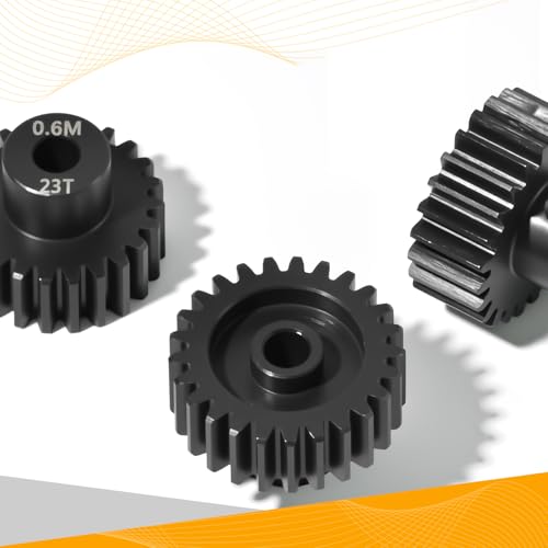 3PCS 0.6M Hardened Steel Pinion Gear Set with 3.175mm Shaft, 0.6 Metric Pitch 23T 24T 25T Pinion Gears for 540 550 Brushed Brushless Motor, Compatible with 1/10 Tamiya Redcat HSP HPI RC Car - size: 23 24 25T