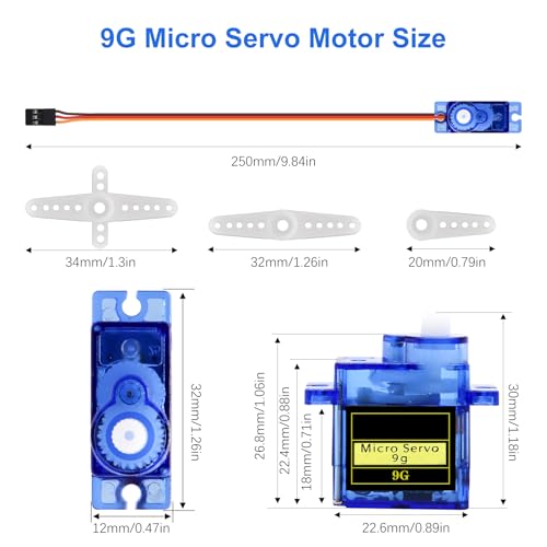 SG90 Micro Servo 9G Servo Kit AYWHP 10 Pcs SG90 Servo Motor 9G Mini Servo RC Servo for Small RC Helicopter/Car/Boat, Mini Drones, Robotics Arm(Servo Control Angle 0-180°)