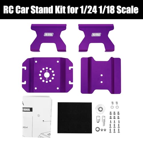 INJORA Aluminum 80g RC Car Stand with Shock Holder for 1/24 1/18 RC Crawler Upgrade(Purple) - color: Purple