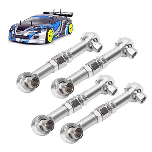 4Pcs Aluminum Alloy Steering Linkage Rods Upgrade Kit Fit for HSP 94122 94123/10 RC Cars Red Silver Metal Arms Replacement Parts Enhanced and Durability Truck Accessories - color: Silver