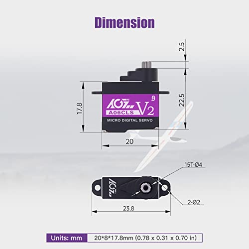AGFRC 0.052Sec High-Speed RC Micro Servo for Mini-Z Cars (A06CLS V2) | 6g Ultra-Light, 3KG Torque, Purple, Programmable, Digital Coreless Motor, Full Metal Gear, Ideal for 1/24-1/28 RC Cars - style: A06CLS V2 Purple