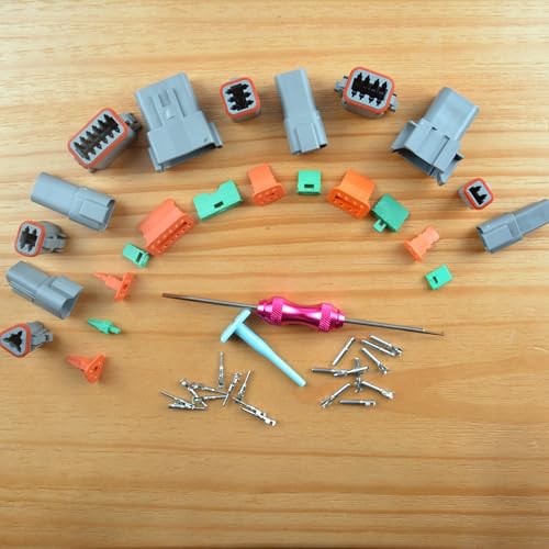 for Deutsch Connectors Kit 750PCS - 2/3/4/6/8/12 Pin DT Connectors with Removal Tool,with Size14-20AWG Stamped Contacts IP68 Waterproof for Automotive Application