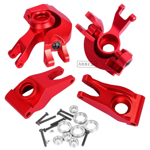Upgrades Part for 1/10 Senton/Granite/BigRock/Vorteks 3S Blx MEGA550 4X4,Aluminum Front Steering Block Knuckles C-Hubs Caster Blocks Rear Hubs Hops Up,AR330442 AR330467 AR330469,Red - color: Upgrades (Red)