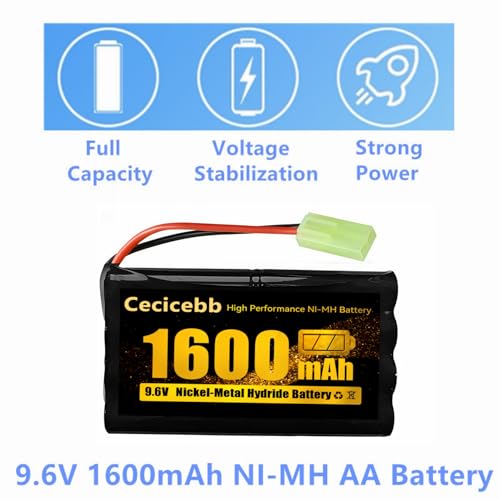 9.6V 1600mAh NI-MH Rechargeable Battery Pack with Mini Tamiya for RC Car Boats Robots Vehicles Trucks