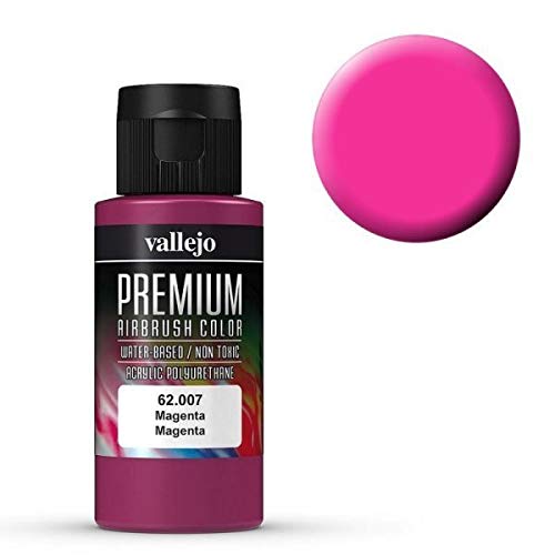 Vallejo - Premium Color RC Magenta 2.02 Fl.Oz. (60 ml) for Airbrushing, Acrylic-Polyurethane Hybrid Resin of Great Resistance Paint for Model and Hobby Use - style: Magenta