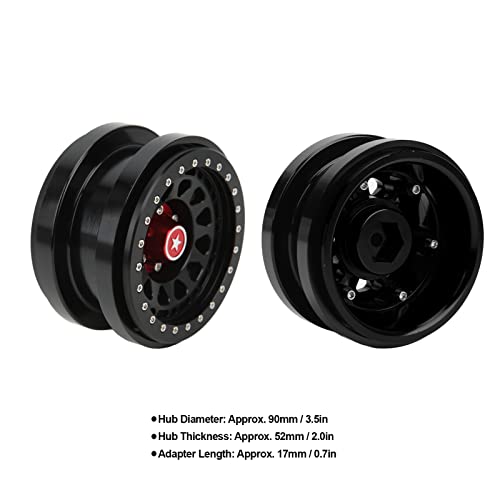 VBESTLIFE 4 PCS 2.9 Inch Wheels 12 Hole Alloy Wheels, 1/6 RC Car Wheels for AXAIL SCX6 1/6 RC Car - color: Black