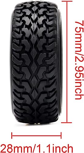 1/10 RC On-Road Car Tyres,WONFAST 4PCS 75mm Rally Grain Car Rubber Tires Sponge Insert for 1:10 RC On Road Run-flating Racing Car Parts for Tamiya HSP HPI Kyosho(Black) - color: 75mm