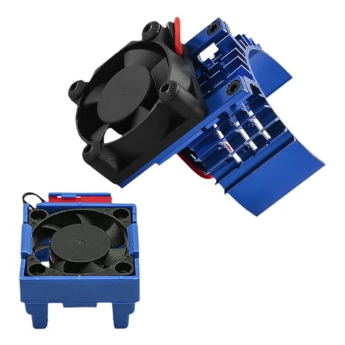 1/10 RC Car ESC Cooling Fan and Motor Fan Set Aluminum Alloy Replacement Professional Accessories RC Car Parts for Rustler, Blue
