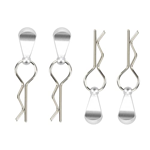 RC Car Body Clips Pull Tabs1/1 RC Body Clips Pins with Pull TabsBody with Tabs for 1/8 Car, /1RC Pins Tabs High Strength 4Pcs Great Durability (Silver) - color: Silver