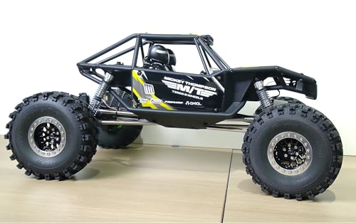 RC 1.9 Inch Beadlock Wheels Negative Offsets 8mm Rims Hex 12mm Aluminum Wheel for TRX4 TRX6 SCX10 Gen8 1/10 RC Crawler Remote Control Car Upgrades Accessories 4PCS (Black Silver) - color: Black Silver