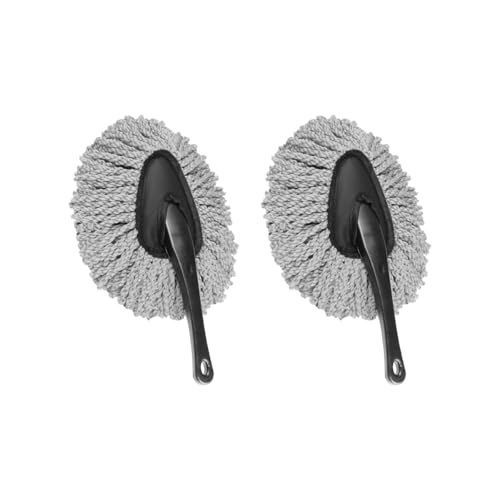 Osilly 2PCS Car Dash Duster Brush, Soft Microfiber Multi-Functional No-Scratch Vehicle Dashboard Cleaning Brush with Handle, Auto Detailing Cleaning Kit, Universal for SUV Automobile Truck (Grey) - color: Gray, size: 2PCS