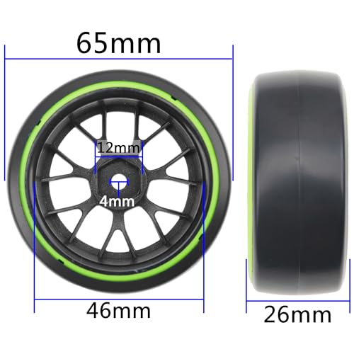 Hard Plastic Wheel Rims & Plastic Tires 12mm Hex Y-Shape Compatible with Traxxas HSP Tamiya Kyosho Himoto WLtoys Redcat 1/10 RC Drift Car