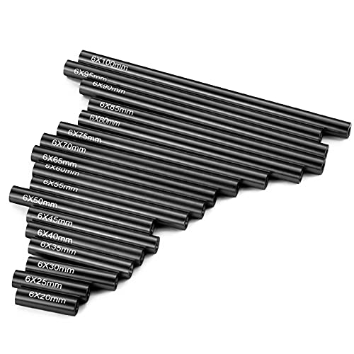Que-T 17pcs 20-100mm Metal Linkage Pull Rod Kit for 1/10 RC Axial SCX10 Rock Crawler Car Upgrade Parts (Black) - color: Black
