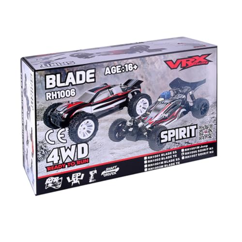 Helixsun VRX RH1006 1/10 Scale High-Speed 2.4GHz 4WD Nitro Off-Road RC Car (Equipped with Force.18 Engine) – Agile Steering, Smooth Riding Regardless of Terrain – RTF/R0070 - color: Black Red