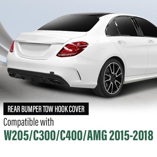LQI Front Bumper Tow Hook Cover Cap Black 2128850526 | Fit Benz W212 E-Class E200 E250 E300 E350 E400 E500 E550 Sedan & Wagon 2014-2016,Not Fit Cars with AMG Front Bumper - size: Front | Fit Benz W212 E-Class 2014-2016