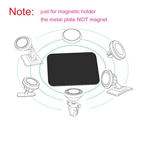 Replacement Metal Plates Set (8 Pack) for Magnetic Car Phone Holders, Wall, Air Vent Mounts, Cases, Magnets. Kit of 4 Black Round and 4 Rectangular Iron Discs Without Holes. 3M Adhesive Backing. - color: Mix / 8 Pack