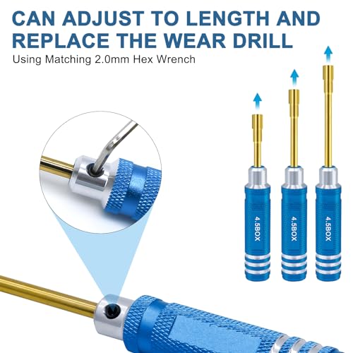 Hex Nut Screwdriver Set 2.0mm 2.5mm 3.0mm 3.5mm 4.0mm 4.5mm 5.0mm Hexagonal Head Nut Driver for Axial SCX24 Wheel Fixing 7PCS Screwdrivers for RC Models Car Boat Helicopter - color: Blue